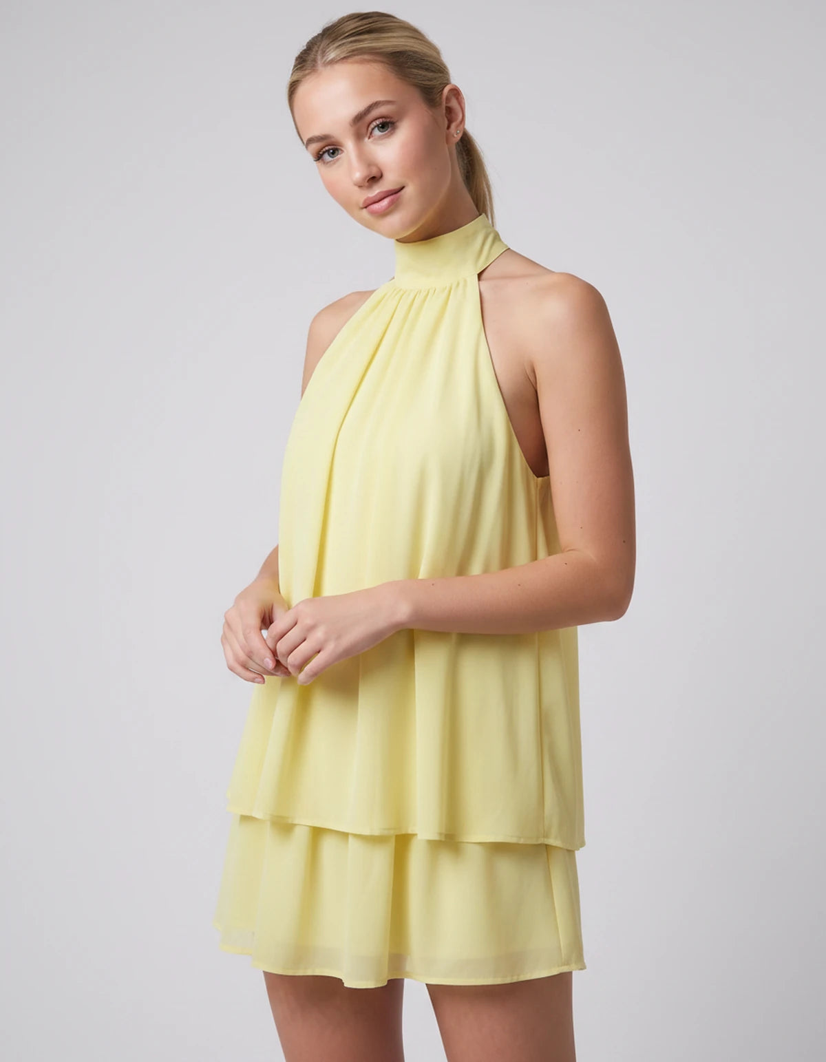 Ulyssa Mini Dresses — Yellow | SKU: RB-d92649-yellow-XS,RB-d92649-yellow-S,RB-d92649-yellow-M,RB-d92649-yellow-L