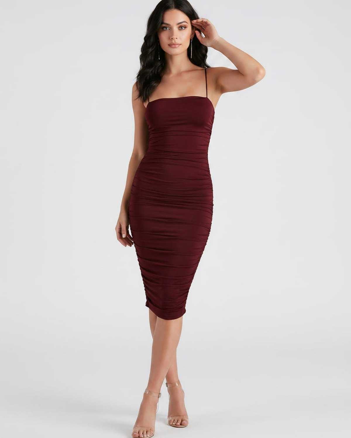 Ramblion Una midi dress — square neck neckline · styled view 6 · styled for cocktail season