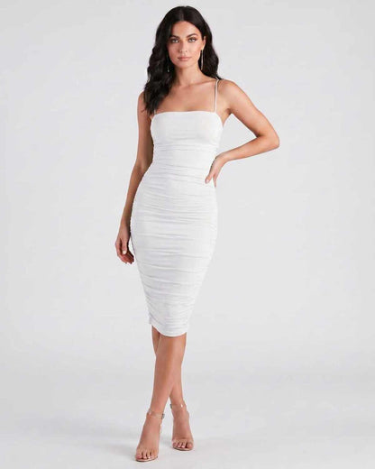 Ramblion Una midi dress — square neck neckline · styled view 8 · styled for cocktail season