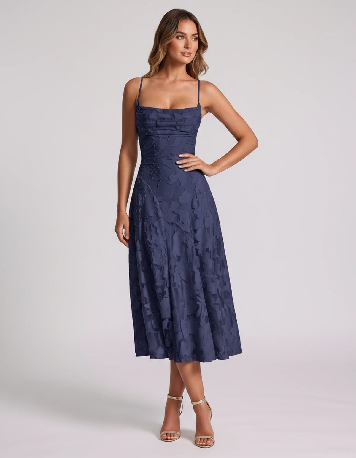 Undine Midi Dresses — Navy | SKU: RB-038f47-navy-2,RB-038f47-navy-4,RB-038f47-navy-6,RB-038f47-navy-8,RB-038f47-navy-10,RB-038f47-navy-12,RB-038f47-navy-14,RB-038f47-navy-16,RB-038f47-navy-16W,RB-038f47-navy-18W,RB-038f47-navy-20W,RB-038f47-navy-22W