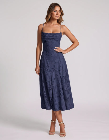 Undine Midi Dresses — Navy | SKU: RB-038f47-navy-2,RB-038f47-navy-4,RB-038f47-navy-6,RB-038f47-navy-8,RB-038f47-navy-10,RB-038f47-navy-12,RB-038f47-navy-14,RB-038f47-navy-16,RB-038f47-navy-16W,RB-038f47-navy-18W,RB-038f47-navy-20W,RB-038f47-navy-22W