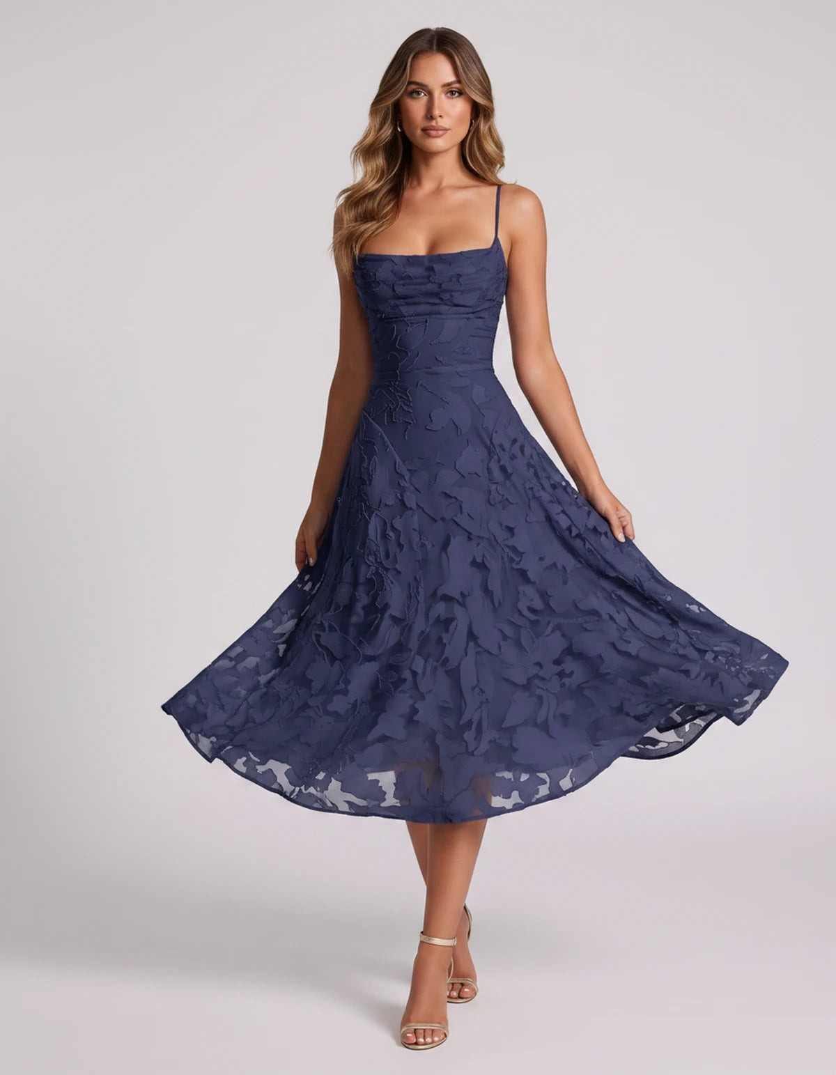 Undine Midi Dresses — Navy | SKU: RB-038f47-navy-2,RB-038f47-navy-4,RB-038f47-navy-6,RB-038f47-navy-8,RB-038f47-navy-10,RB-038f47-navy-12,RB-038f47-navy-14,RB-038f47-navy-16,RB-038f47-navy-16W,RB-038f47-navy-18W,RB-038f47-navy-20W,RB-038f47-navy-22W