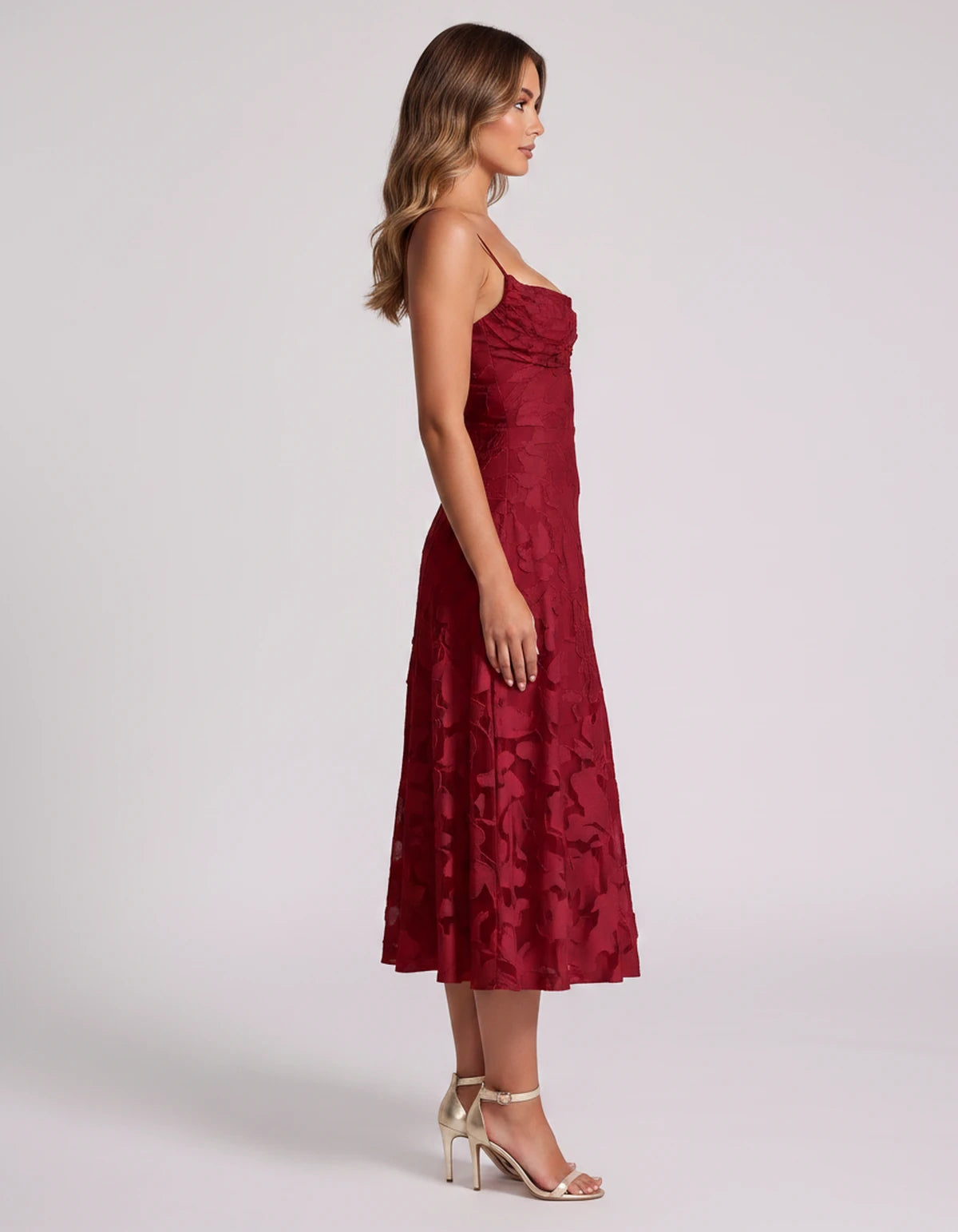 Undine Midi Dresses — Red | SKU: RB-038f47-red-2,RB-038f47-red-4,RB-038f47-red-6,RB-038f47-red-8,RB-038f47-red-10,RB-038f47-red-12,RB-038f47-red-14,RB-038f47-red-16,RB-038f47-red-16W,RB-038f47-red-18W,RB-038f47-red-20W,RB-038f47-red-22W