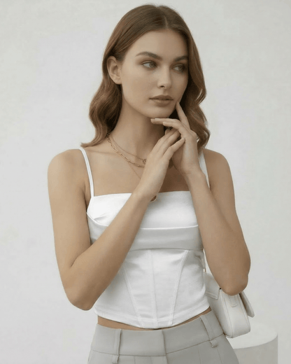 White Satin Round Neck Sleeveless Set, front view | Ramblion | SKU: CCT-17452-white-L-5395,CCT-17452-white-M-7617,CCT-17452-white-S-2795,CCT-17452-white-XL-8659,CCT-17452-white-XS-5952
