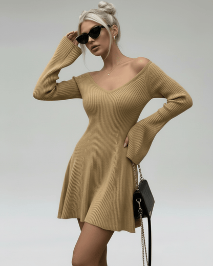 Beige Cotton A-line V-Neck Sleeveless Mini Dress | Evening Events & Casual Wear, front view | Ramblion | SKU: SMD-582739121-camel-L-8806,SMD-582739121-camel-M-8936,SMD-582739121-camel-S-3076,SMD-582739121-camel-XL-1484,SMD-582739121-camel-XS-2973