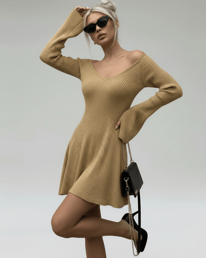 Beige Cotton A-line V-Neck Sleeveless Mini Dress | Evening Events & Casual Wear, front view | Ramblion | SKU: SMD-582739121-camel-L-8806,SMD-582739121-camel-M-8936,SMD-582739121-camel-S-3076,SMD-582739121-camel-XL-1484,SMD-582739121-camel-XS-2973