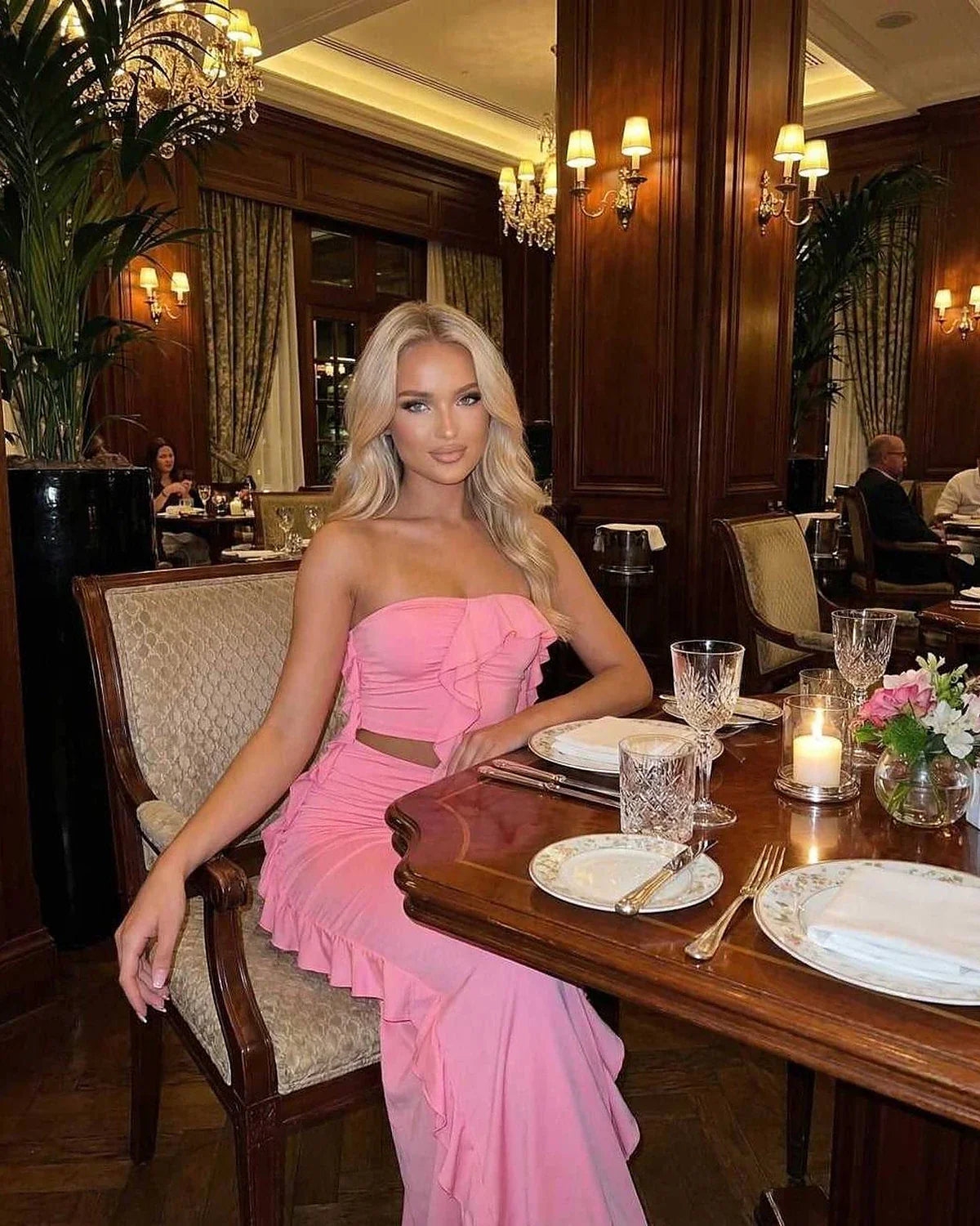 Pink Bodycon Strapless Maxi Dress | Evening Events, Party Nights, Everyday Wear & Brunch, lifestyle shot | Ramblion | SKU: CMX-583920174-pink-L-7889,CMX-583920174-pink-M-1525,CMX-583920174-pink-S-8093,CMX-583920174-pink-XL-1694,CMX-583920174-pink-XS-4206