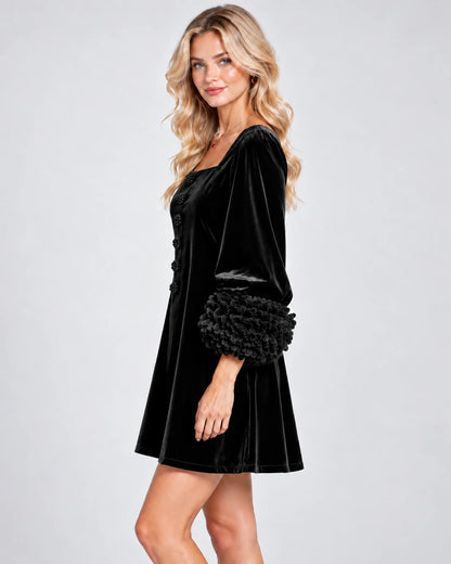 Valerienne Mini Dresses — Black | SKU: RB-3654ac-black-XS,RB-3654ac-black-S,RB-3654ac-black-M,RB-3654ac-black-L,RB-3654ac-black-XL,RB-3654ac-black-2XL