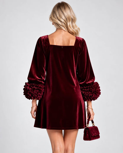 Valerienne Mini Dresses — Burgundy | SKU: RB-3654ac-burgundy-XS,RB-3654ac-burgundy-S,RB-3654ac-burgundy-M,RB-3654ac-burgundy-L,RB-3654ac-burgundy-XL,RB-3654ac-burgundy-2XL