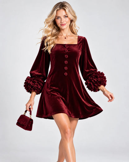 Valerienne Mini Dresses — Burgundy | SKU: RB-3654ac-burgundy-XS,RB-3654ac-burgundy-S,RB-3654ac-burgundy-M,RB-3654ac-burgundy-L,RB-3654ac-burgundy-XL,RB-3654ac-burgundy-2XL
