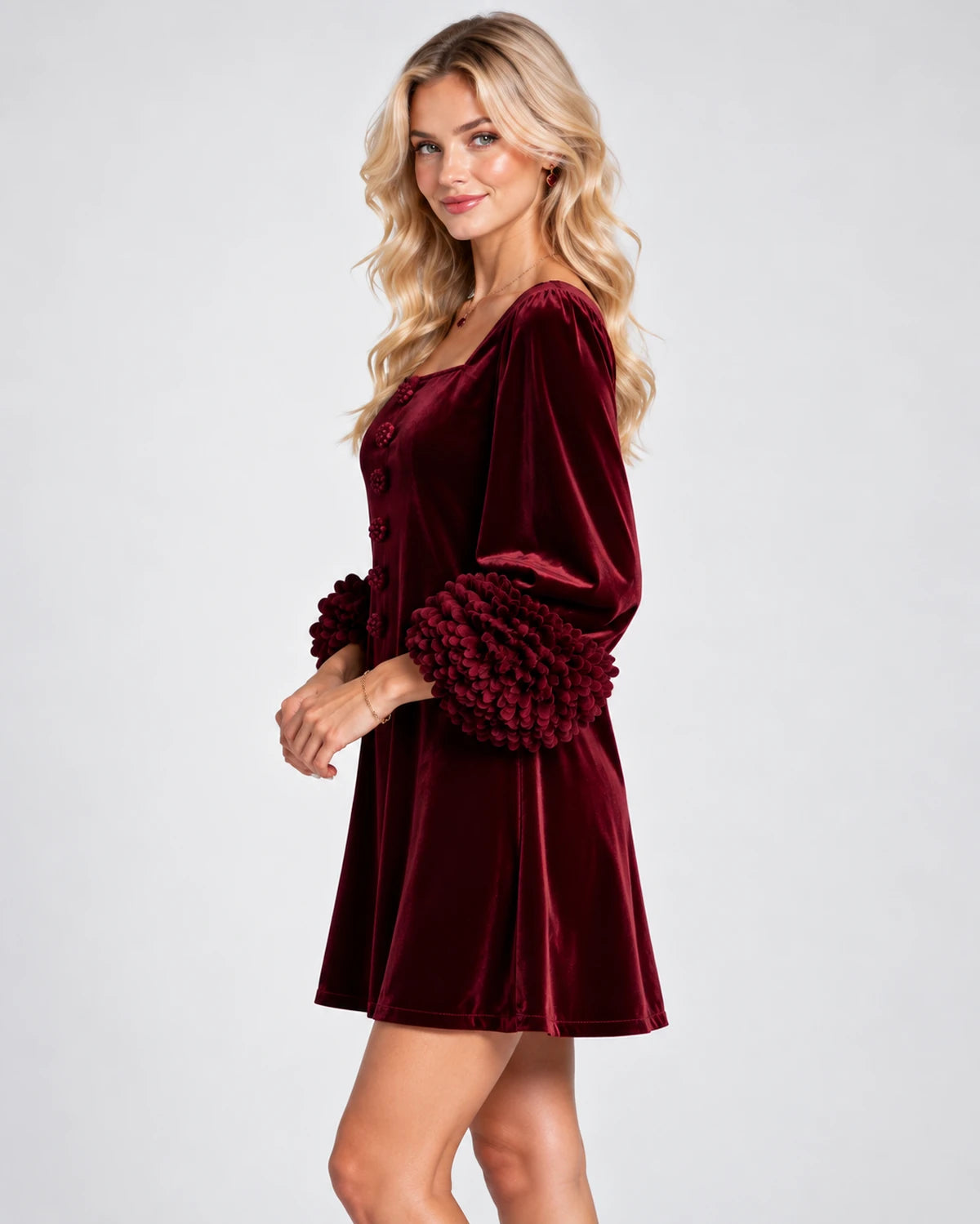 Valerienne Mini Dresses — Burgundy | SKU: RB-3654ac-burgundy-XS,RB-3654ac-burgundy-S,RB-3654ac-burgundy-M,RB-3654ac-burgundy-L,RB-3654ac-burgundy-XL,RB-3654ac-burgundy-2XL