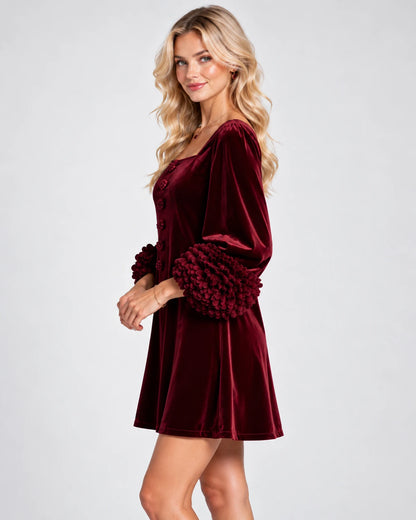 Valerienne Mini Dresses — Burgundy | SKU: RB-3654ac-burgundy-XS,RB-3654ac-burgundy-S,RB-3654ac-burgundy-M,RB-3654ac-burgundy-L,RB-3654ac-burgundy-XL,RB-3654ac-burgundy-2XL