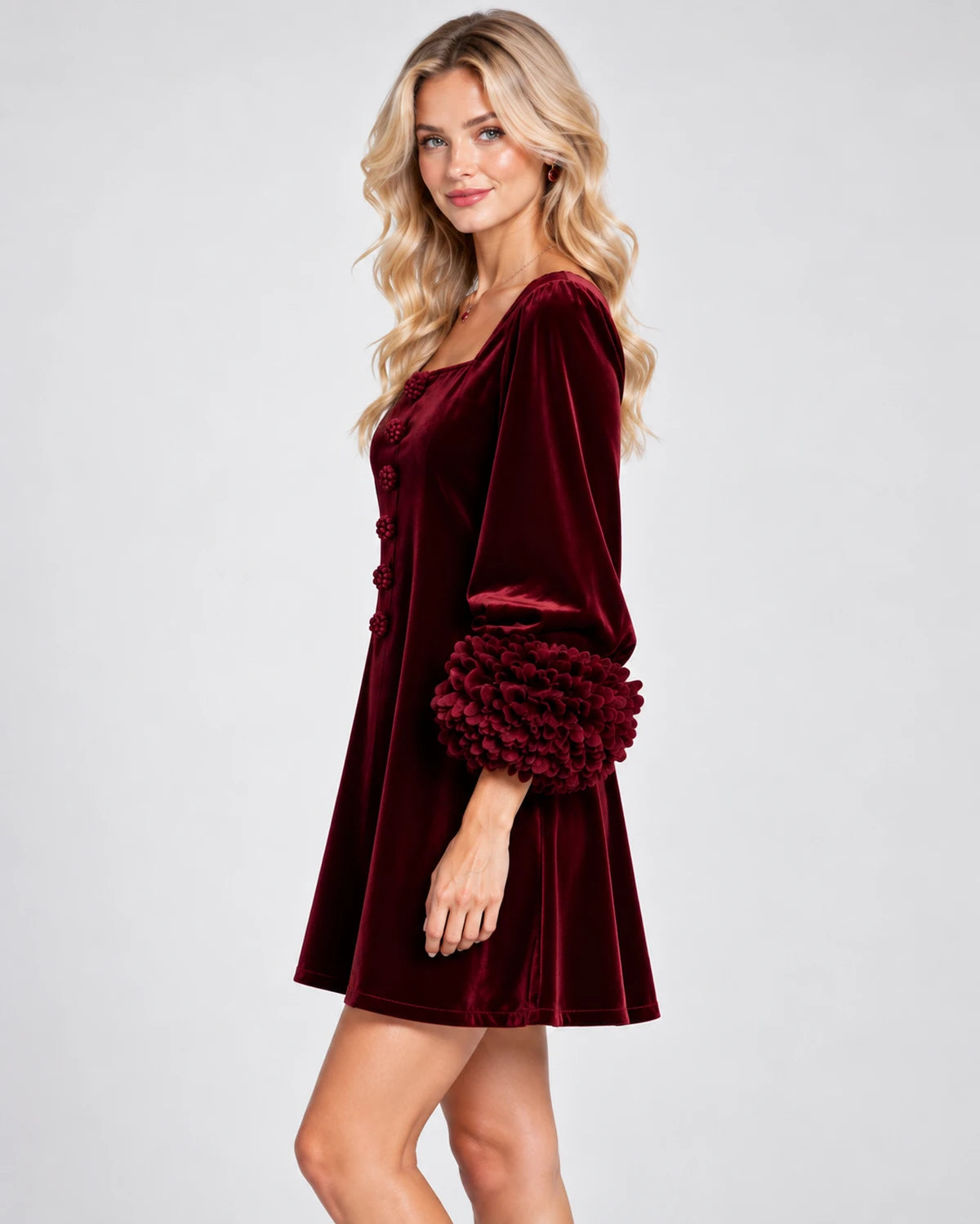 Valerienne Mini Dresses — Burgundy | SKU: RB-3654ac-burgundy-XS,RB-3654ac-burgundy-S,RB-3654ac-burgundy-M,RB-3654ac-burgundy-L,RB-3654ac-burgundy-XL,RB-3654ac-burgundy-2XL