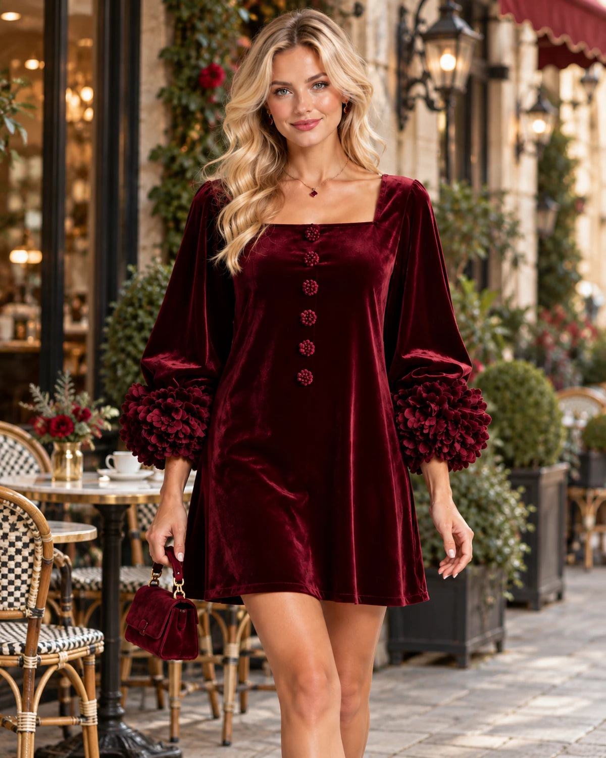 Valerienne Mini Dresses — Burgundy | SKU: RB-3654ac-burgundy-XS,RB-3654ac-burgundy-S,RB-3654ac-burgundy-M,RB-3654ac-burgundy-L,RB-3654ac-burgundy-XL,RB-3654ac-burgundy-2XL