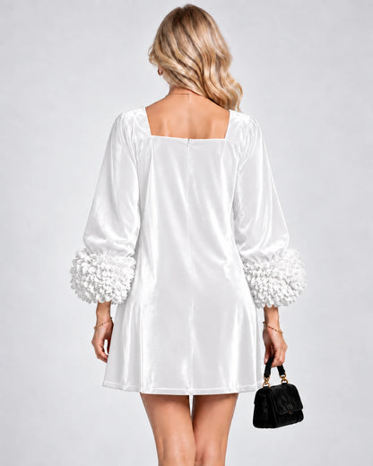 Valerienne Mini Dresses — White | SKU: RB-3654ac-white-XS,RB-3654ac-white-S,RB-3654ac-white-M,RB-3654ac-white-L,RB-3654ac-white-XL,RB-3654ac-white-2XL