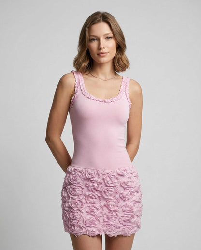 Vaya Mini Dress by RAMBLION, pink polyester dress, sleeveless U-neckline, soft and chic perfect for casual outings.