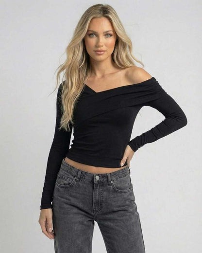 Vela Long Sleeve by RAMBLION, stylish off-the-shoulder design, comfortable stretch, ideal for casual outings.