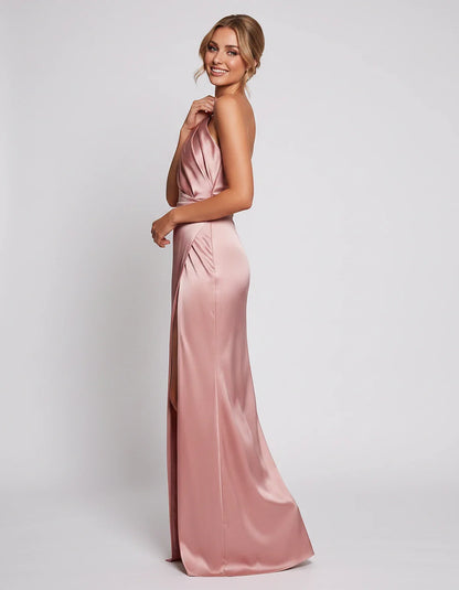 Satin Sleeveless One Shoulder Mermaid Maxi Dress with Side Slit for Party, Cocktail, Evening, Wedding Guest & Summer Events, | SKU: VMD-741926583104857-DUSTYROSE-L,VMD-741926583104857-DUSTYROSE-M,VMD-741926583104857-DUSTYROSE-S,VMD-741926583104857-DUSTYROSE-XL,VMD-741926583104857-DUSTYROSE-XS