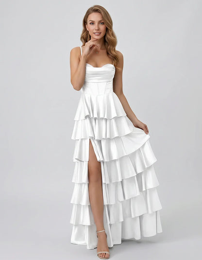 Satin Spaghetti Strap Sweetheart Neck A-Line Maxi Dress for Party, Cocktail, Evening, Wedding Guest, Prom & Summer Events, fr | SKU: VMD-583741926184507-WHITE-L,VMD-583741926184507-WHITE-M,VMD-583741926184507-WHITE-S,VMD-583741926184507-WHITE-XL,VMD-583741926184507-WHITE-XS