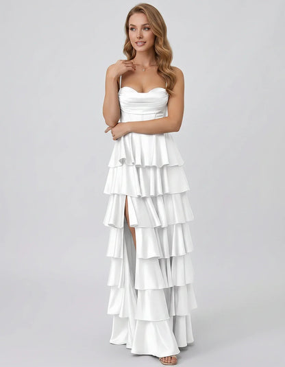 Satin Spaghetti Strap Sweetheart Neck A-Line Maxi Dress for Party, Cocktail, Evening, Wedding Guest, Prom & Summer Events, fr | SKU: VMD-583741926184507-WHITE-L,VMD-583741926184507-WHITE-M,VMD-583741926184507-WHITE-S,VMD-583741926184507-WHITE-XL,VMD-583741926184507-WHITE-XS
