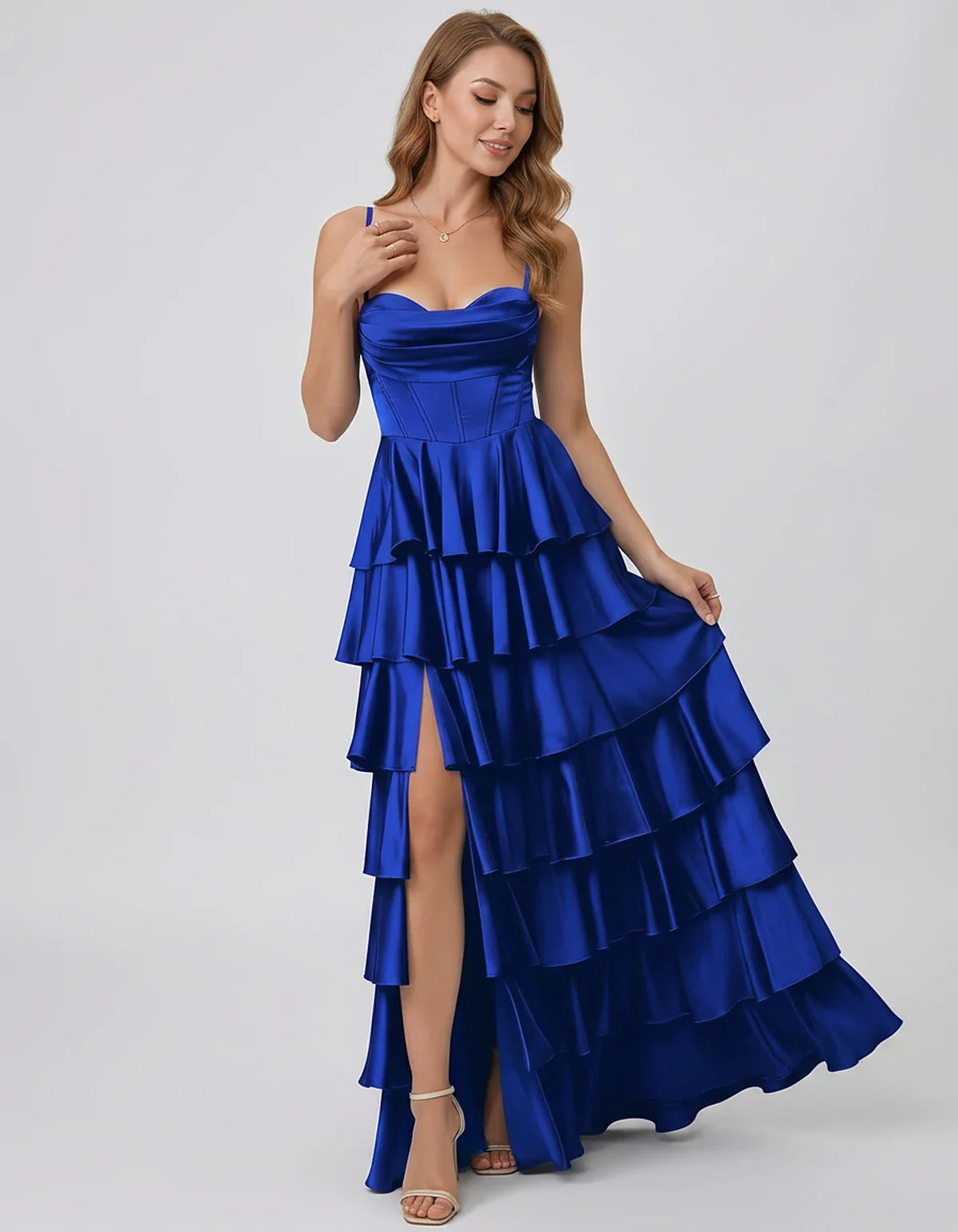 Satin Spaghetti Strap Sweetheart Neck A-Line Maxi Dress for Party, Cocktail, Evening, Wedding Guest, Prom & Summer Events, fr | SKU: VMD-583741926184507-BLUE-L,VMD-583741926184507-BLUE-M,VMD-583741926184507-BLUE-S,VMD-583741926184507-BLUE-XL,VMD-583741926184507-BLUE-XS
