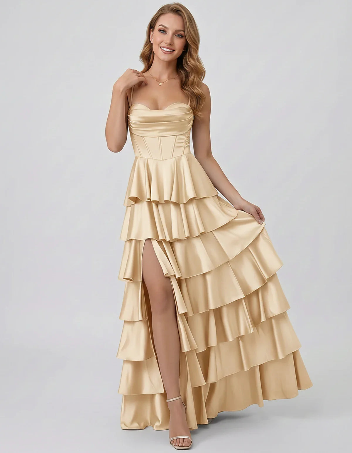 Satin Spaghetti Strap Sweetheart Neck A-Line Maxi Dress for Party, Cocktail, Evening, Wedding Guest, Prom & Summer Events, fr | SKU: VMD-583741926184507-BEIGE-L,VMD-583741926184507-BEIGE-M,VMD-583741926184507-BEIGE-S,VMD-583741926184507-BEIGE-XL,VMD-583741926184507-BEIGE-XS