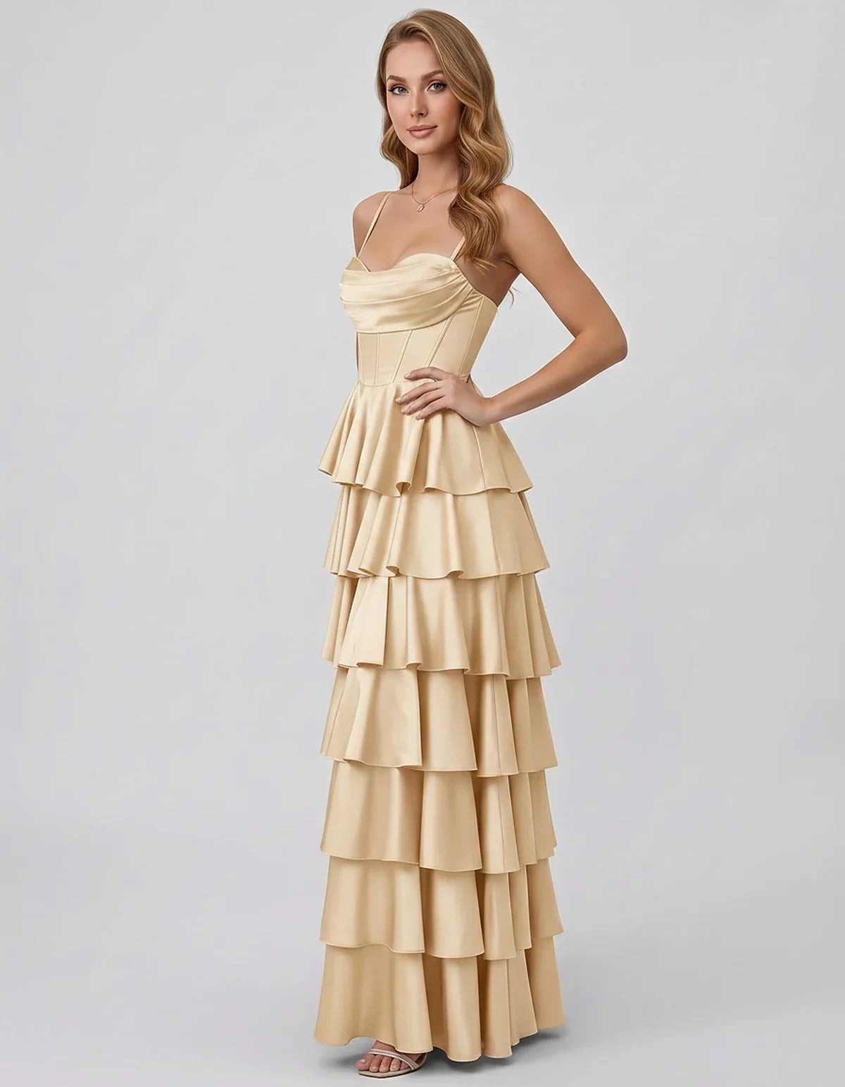 Satin Spaghetti Strap Sweetheart Neck A-Line Maxi Dress for Party, Cocktail, Evening, Wedding Guest, Prom & Summer Events, si | SKU: VMD-583741926184507-BEIGE-L,VMD-583741926184507-BEIGE-M,VMD-583741926184507-BEIGE-S,VMD-583741926184507-BEIGE-XL,VMD-583741926184507-BEIGE-XS