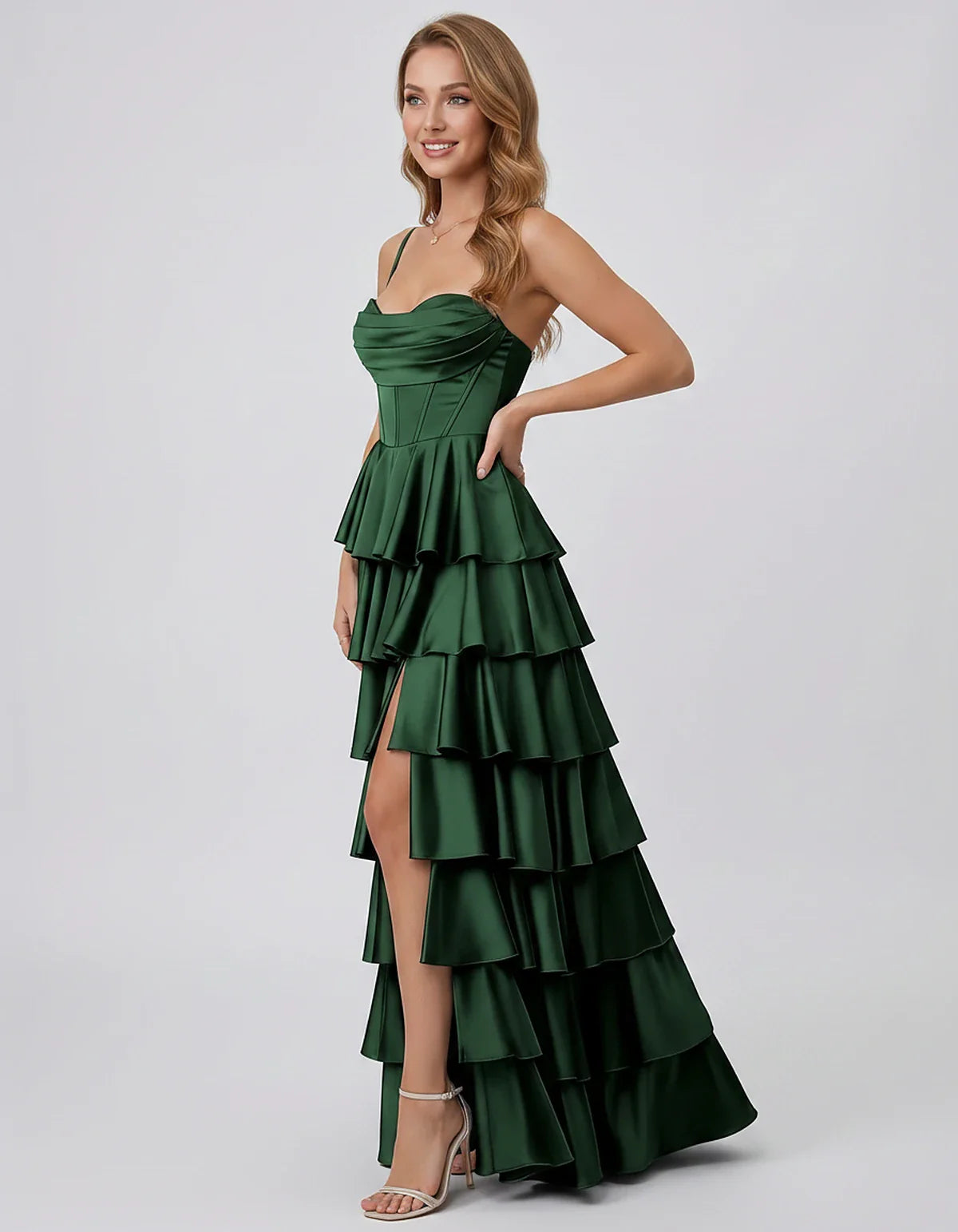 Satin Spaghetti Strap Sweetheart Neck A-Line Maxi Dress for Party, Cocktail, Evening, Wedding Guest, Prom & Summer Events, si | SKU: VMD-583741926184507-GREEN-L,VMD-583741926184507-GREEN-M,VMD-583741926184507-GREEN-S,VMD-583741926184507-GREEN-XL,VMD-583741926184507-GREEN-XS