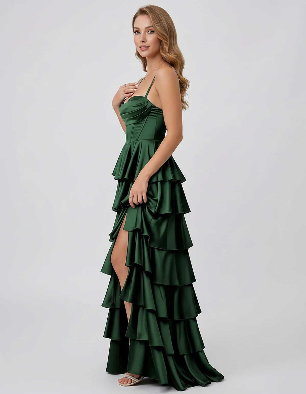 Satin Spaghetti Strap Sweetheart Neck A-Line Maxi Dress for Party, Cocktail, Evening, Wedding Guest, Prom & Summer Events, si | SKU: VMD-583741926184507-GREEN-L,VMD-583741926184507-GREEN-M,VMD-583741926184507-GREEN-S,VMD-583741926184507-GREEN-XL,VMD-583741926184507-GREEN-XS