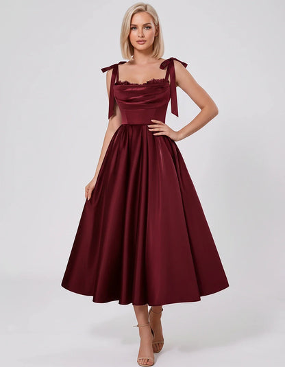 Satin Spaghetti Strap Cowl Neck A-Line Midi Dress with 3D Flowers for Prom, Party, Cocktail, Evening & Wedding Guest Events, | SKU: CM-641758203947516-BURGUNDY-L,CM-641758203947516-BURGUNDY-M,CM-641758203947516-BURGUNDY-S,CM-641758203947516-BURGUNDY-XL,CM-641758203947516-BURGUNDY-XS
