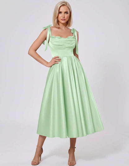 Satin Spaghetti Strap Cowl Neck A-Line Midi Dress with 3D Flowers for Prom, Party, Cocktail, Evening & Wedding Guest Events, | SKU: CM-641758203947516-SAGE-L,CM-641758203947516-SAGE-M,CM-641758203947516-SAGE-S,CM-641758203947516-SAGE-XL,CM-641758203947516-SAGE-XS