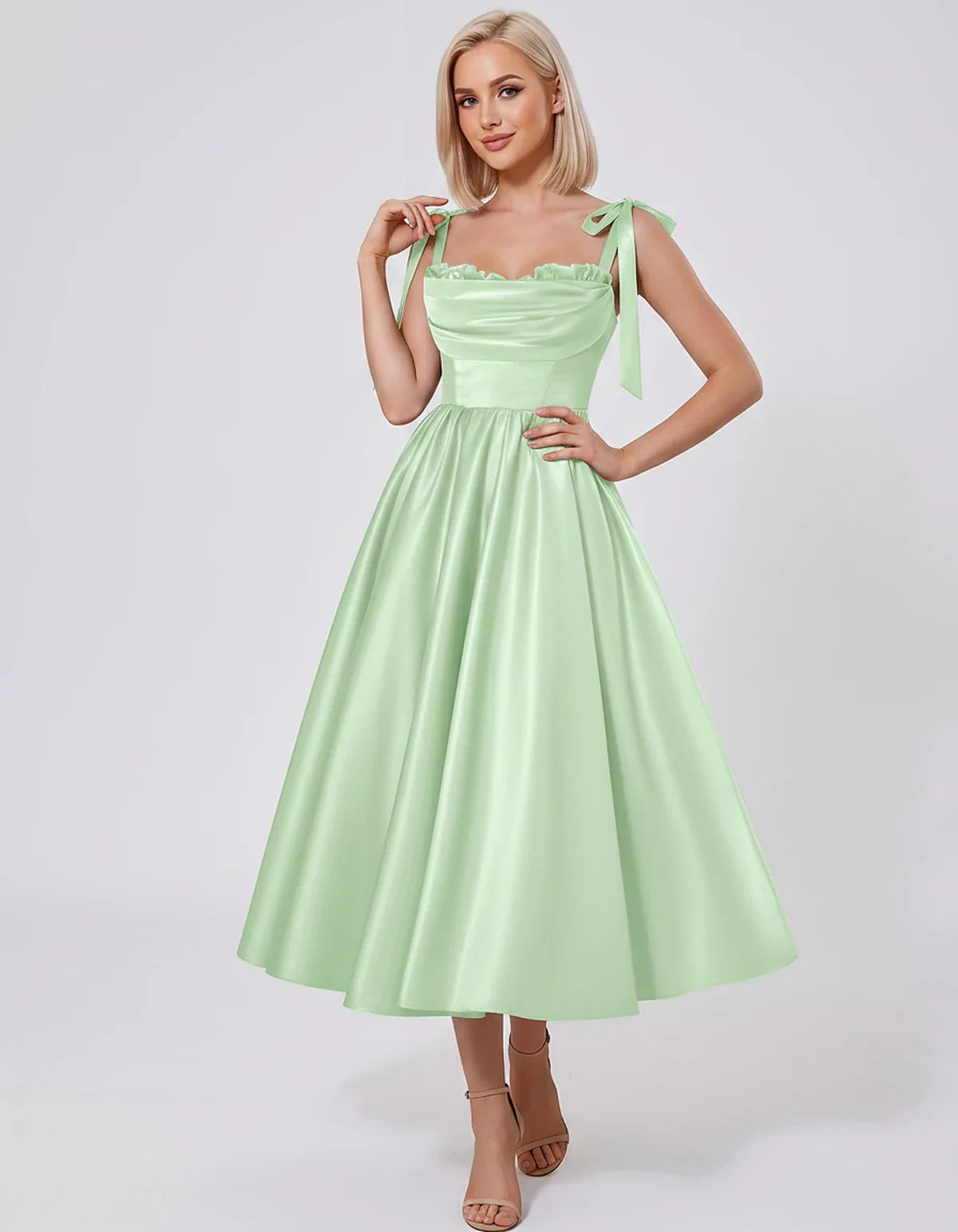Satin Spaghetti Strap Cowl Neck A-Line Midi Dress with 3D Flowers for Prom, Party, Cocktail, Evening & Wedding Guest Events, | SKU: CM-641758203947516-SAGE-L,CM-641758203947516-SAGE-M,CM-641758203947516-SAGE-S,CM-641758203947516-SAGE-XL,CM-641758203947516-SAGE-XS