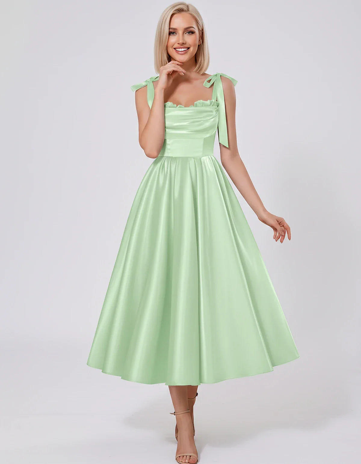 Satin Spaghetti Strap Cowl Neck A-Line Midi Dress with 3D Flowers for Prom, Party, Cocktail, Evening & Wedding Guest Events, | SKU: CM-641758203947516-SAGE-L,CM-641758203947516-SAGE-M,CM-641758203947516-SAGE-S,CM-641758203947516-SAGE-XL,CM-641758203947516-SAGE-XS