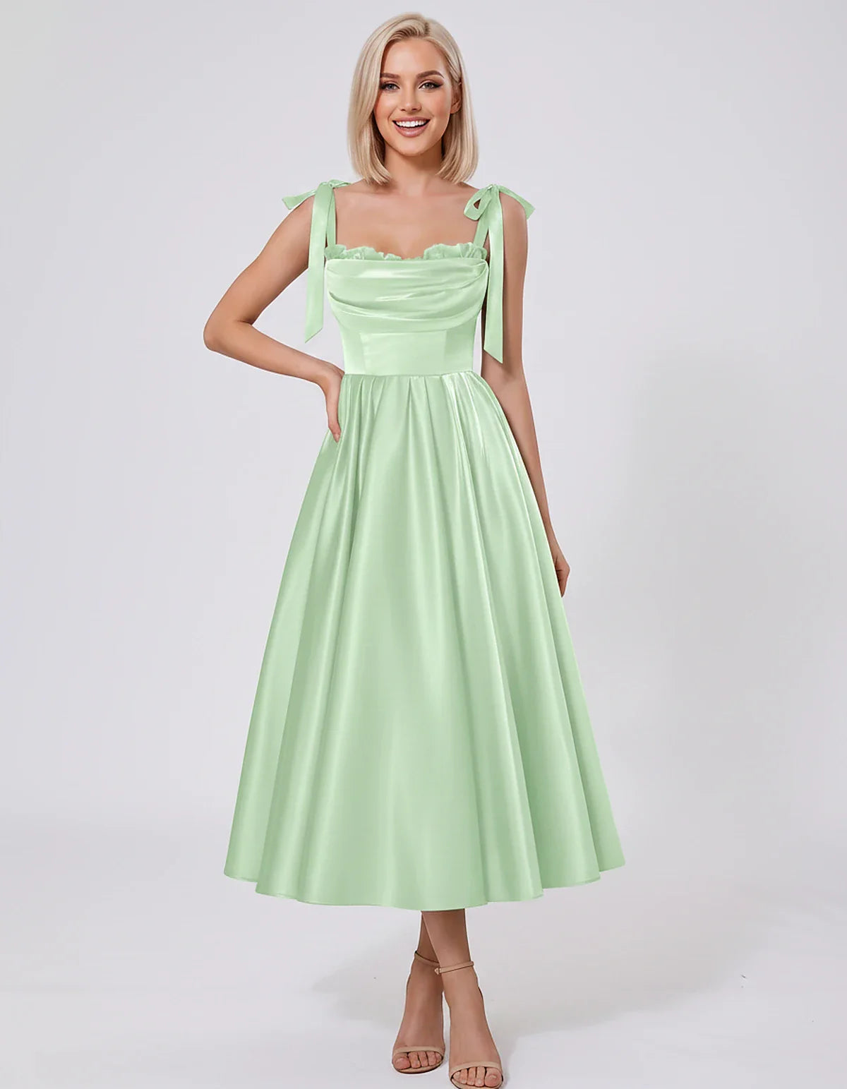 Satin Spaghetti Strap Cowl Neck A-Line Midi Dress with 3D Flowers for Prom, Party, Cocktail, Evening & Wedding Guest Events, | SKU: CM-641758203947516-SAGE-L,CM-641758203947516-SAGE-M,CM-641758203947516-SAGE-S,CM-641758203947516-SAGE-XL,CM-641758203947516-SAGE-XS
