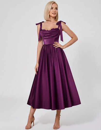 Satin Spaghetti Strap Cowl Neck A-Line Midi Dress with 3D Flowers for Prom, Party, Cocktail, Evening & Wedding Guest Events, | SKU: CM-641758203947516-PLUM-L,CM-641758203947516-PLUM-M,CM-641758203947516-PLUM-S,CM-641758203947516-PLUM-XL,CM-641758203947516-PLUM-XS