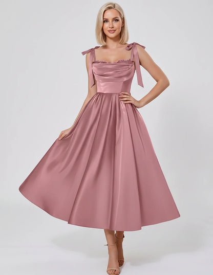 Satin Spaghetti Strap Cowl Neck A-Line Midi Dress with 3D Flowers for Prom, Party, Cocktail, Evening & Wedding Guest Events, | SKU: CM-641758203947516-ORANGE-L,CM-641758203947516-ORANGE-M,CM-641758203947516-ORANGE-S,CM-641758203947516-ORANGE-XL,CM-641758203947516-ORANGE-XS