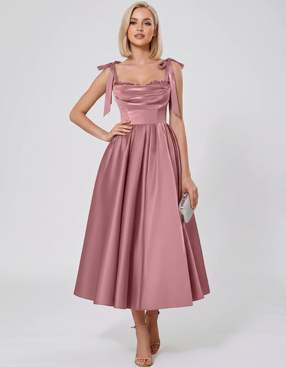 Satin Spaghetti Strap Cowl Neck A-Line Midi Dress with 3D Flowers for Prom, Party, Cocktail, Evening & Wedding Guest Events, | SKU: CM-641758203947516-ORANGE-L,CM-641758203947516-ORANGE-M,CM-641758203947516-ORANGE-S,CM-641758203947516-ORANGE-XL,CM-641758203947516-ORANGE-XS