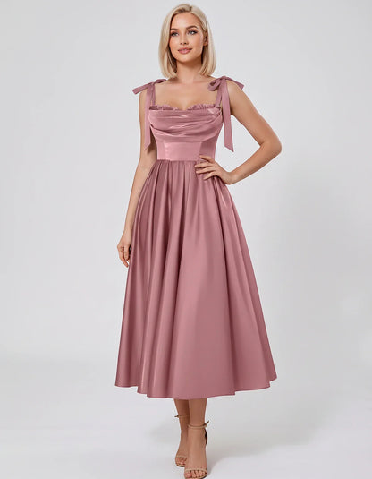 Satin Spaghetti Strap Cowl Neck A-Line Midi Dress with 3D Flowers for Prom, Party, Cocktail, Evening & Wedding Guest Events, | SKU: CM-641758203947516-ORANGE-L,CM-641758203947516-ORANGE-M,CM-641758203947516-ORANGE-S,CM-641758203947516-ORANGE-XL,CM-641758203947516-ORANGE-XS