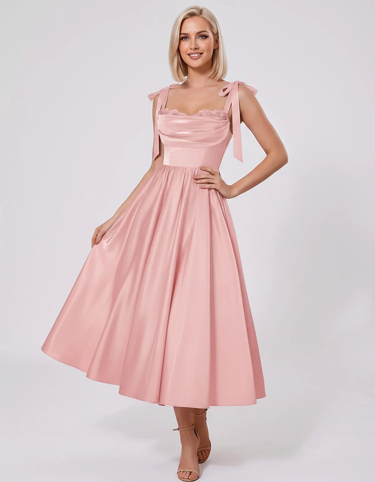 Satin Spaghetti Strap Cowl Neck A-Line Midi Dress with 3D Flowers for Prom, Party, Cocktail, Evening & Wedding Guest Events, | SKU: CM-641758203947516-BLUSH-L,CM-641758203947516-BLUSH-M,CM-641758203947516-BLUSH-S,CM-641758203947516-BLUSH-XL,CM-641758203947516-BLUSH-XS