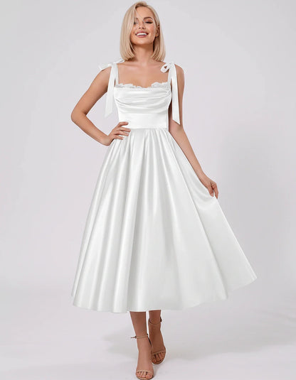 Satin Spaghetti Strap Cowl Neck A-Line Midi Dress with 3D Flowers for Prom, Party, Cocktail, Evening & Wedding Guest Events, | SKU: CM-641758203947516-WHITE-L,CM-641758203947516-WHITE-M,CM-641758203947516-WHITE-S,CM-641758203947516-WHITE-XL,CM-641758203947516-WHITE-XS