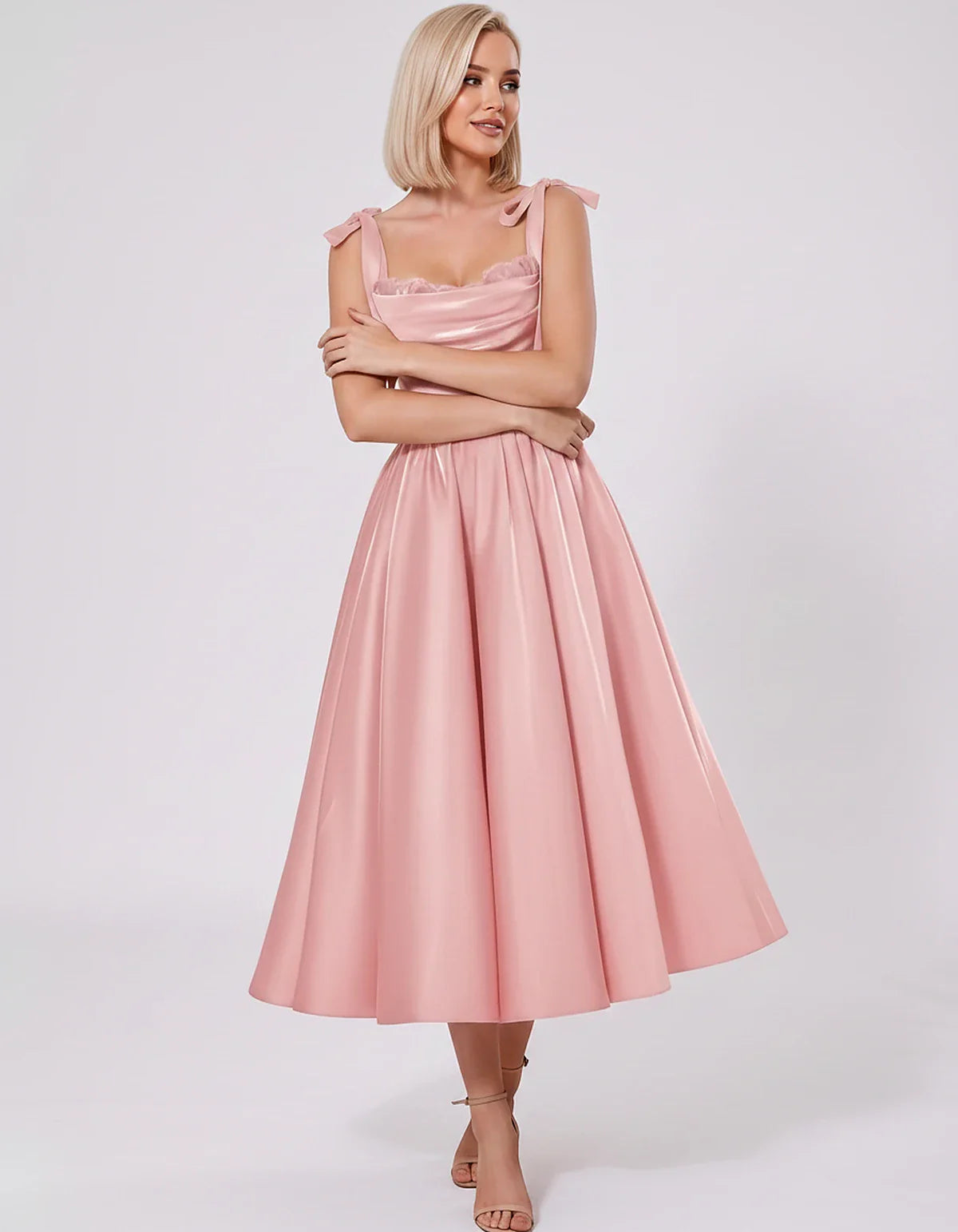 Satin Spaghetti Strap Cowl Neck A-Line Midi Dress with 3D Flowers for Prom, Party, Cocktail, Evening & Wedding Guest Events, | SKU: CM-641758203947516-BLUSH-L,CM-641758203947516-BLUSH-M,CM-641758203947516-BLUSH-S,CM-641758203947516-BLUSH-XL,CM-641758203947516-BLUSH-XS