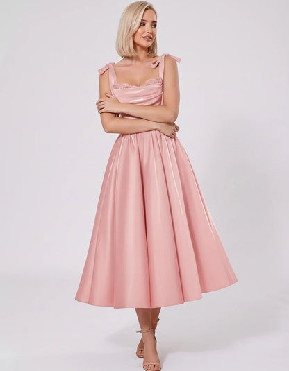 Satin Spaghetti Strap Cowl Neck A-Line Midi Dress with 3D Flowers for Prom, Party, Cocktail, Evening & Wedding Guest Events, | SKU: CM-641758203947516-BLUSH-L,CM-641758203947516-BLUSH-M,CM-641758203947516-BLUSH-S,CM-641758203947516-BLUSH-XL,CM-641758203947516-BLUSH-XS