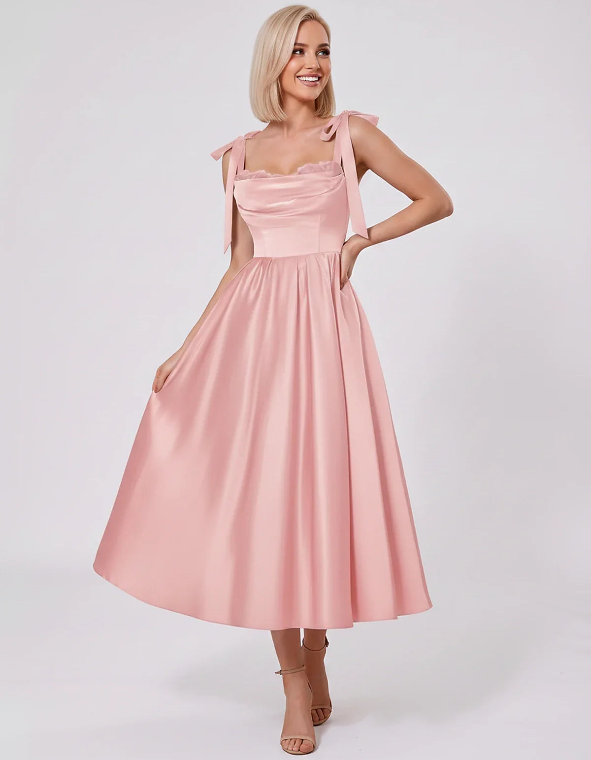 Satin Spaghetti Strap Cowl Neck A-Line Midi Dress with 3D Flowers for Prom, Party, Cocktail, Evening & Wedding Guest Events, | SKU: CM-641758203947516-BLUSH-L,CM-641758203947516-BLUSH-M,CM-641758203947516-BLUSH-S,CM-641758203947516-BLUSH-XL,CM-641758203947516-BLUSH-XS