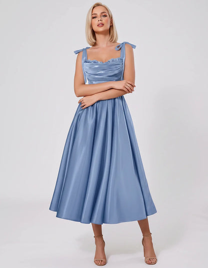 Satin Spaghetti Strap Cowl Neck A-Line Midi Dress with 3D Flowers for Prom, Party, Cocktail, Evening & Wedding Guest Events, | SKU: CM-641758203947516-DUSTYBLUE-L,CM-641758203947516-DUSTYBLUE-M,CM-641758203947516-DUSTYBLUE-S,CM-641758203947516-DUSTYBLUE-XL,CM-641758203947516-DUSTYBLUE-XS