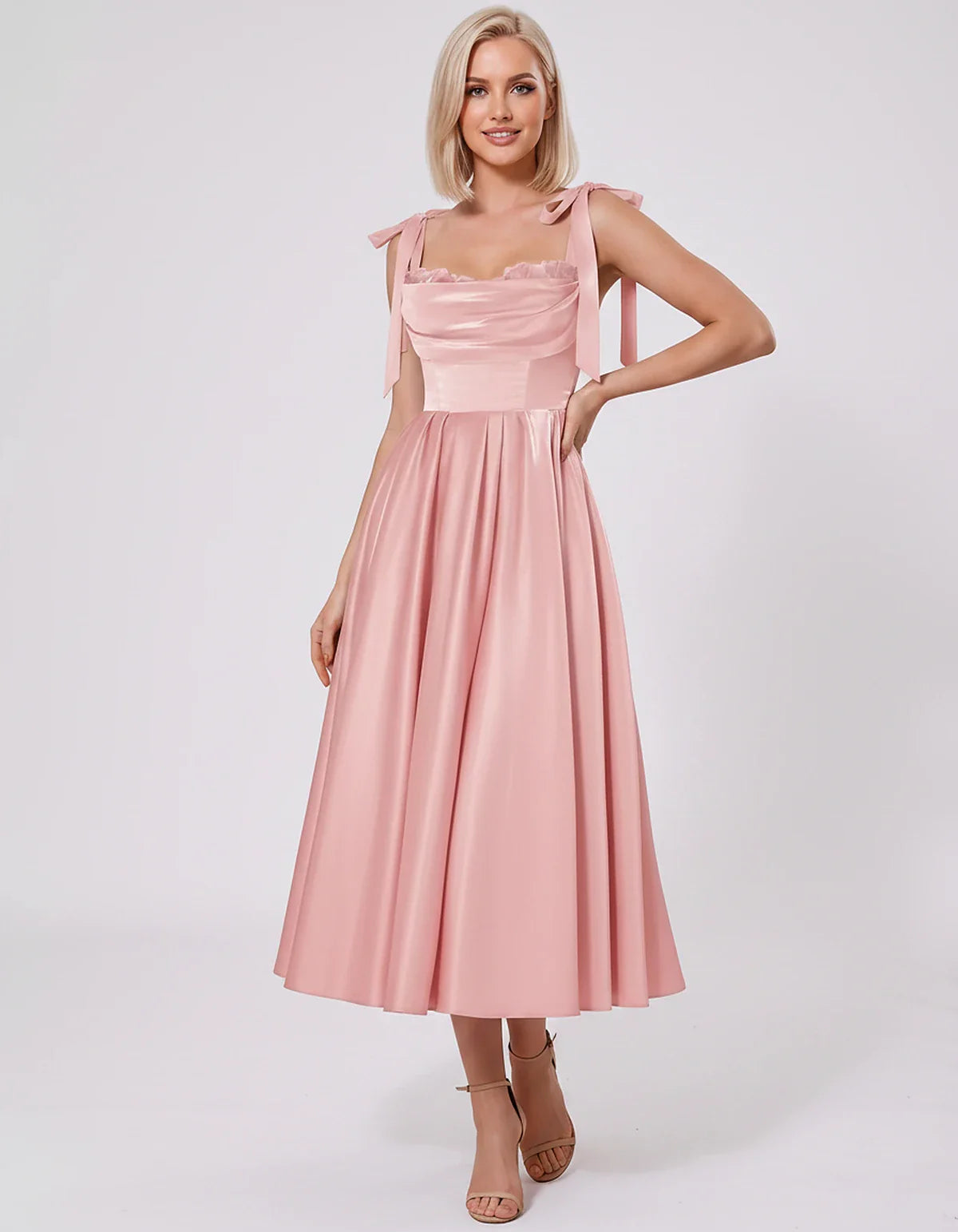Satin Spaghetti Strap Cowl Neck A-Line Midi Dress with 3D Flowers for Prom, Party, Cocktail, Evening & Wedding Guest Events, | SKU: CM-641758203947516-BLUSH-L,CM-641758203947516-BLUSH-M,CM-641758203947516-BLUSH-S,CM-641758203947516-BLUSH-XL,CM-641758203947516-BLUSH-XS