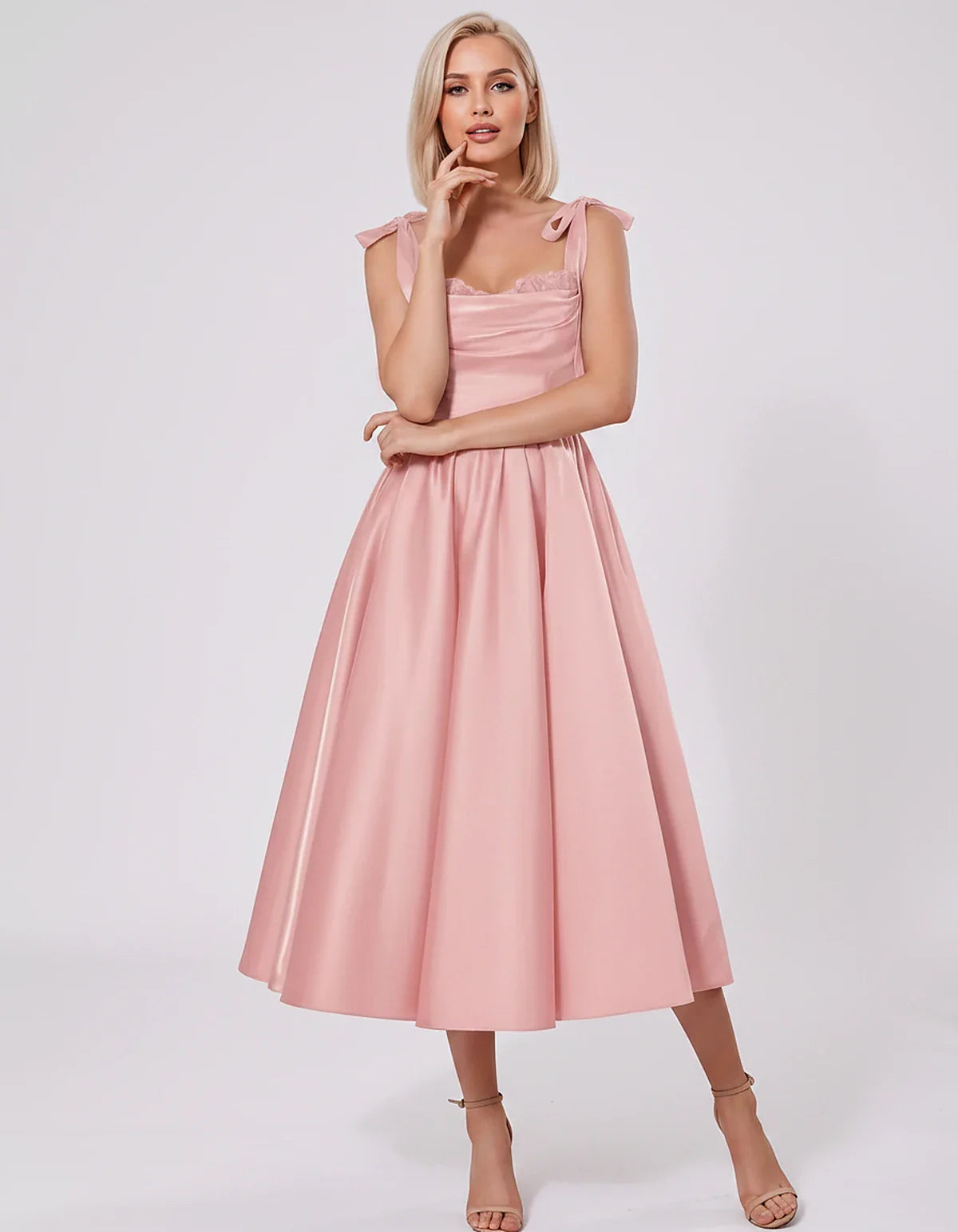 Satin Spaghetti Strap Cowl Neck A-Line Midi Dress with 3D Flowers for Prom, Party, Cocktail, Evening & Wedding Guest Events, | SKU: CM-641758203947516-BLUSH-L,CM-641758203947516-BLUSH-M,CM-641758203947516-BLUSH-S,CM-641758203947516-BLUSH-XL,CM-641758203947516-BLUSH-XS