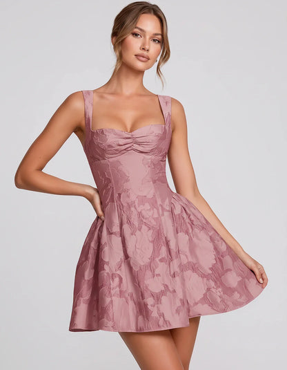Jacquard Sleeveless Sweetheart A-Line Flared Structured Mini Dress for Party Cocktail Evening Summer Wedding Guest Elegant Oc | SKU: MD-482915736104582-DUSTYROSE-L,MD-482915736104582-DUSTYROSE-M,MD-482915736104582-DUSTYROSE-S,MD-482915736104582-DUSTYROSE-XL,MD-482915736104582-DUSTYROSE-XS