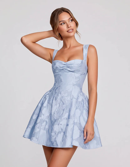 Jacquard Sleeveless Sweetheart A-Line Flared Structured Mini Dress for Party Cocktail Evening Summer Wedding Guest Elegant Oc | SKU: MD-482915736104582-LIGHTBLUE-L,MD-482915736104582-LIGHTBLUE-M,MD-482915736104582-LIGHTBLUE-S,MD-482915736104582-LIGHTBLUE-XL,MD-482915736104582-LIGHTBLUE-XS