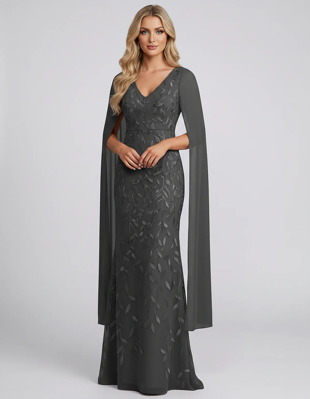 Tulle Flutter Sleeve V-Neck Fitted Maxi Dress with Sequin Lace Appliqués for Party, Cocktail, Evening, Wedding Guest & Summer | SKU: VMD-582741963851724-BLACK-L,VMD-582741963851724-BLACK-M,VMD-582741963851724-BLACK-S,VMD-582741963851724-BLACK-XL,VMD-582741963851724-BLACK-XS