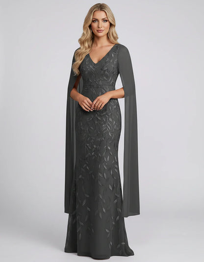 Tulle Flutter Sleeve V-Neck Fitted Maxi Dress with Sequin Lace Appliqués for Party, Cocktail, Evening, Wedding Guest & Summer | SKU: VMD-582741963851724-BLACK-L,VMD-582741963851724-BLACK-M,VMD-582741963851724-BLACK-S,VMD-582741963851724-BLACK-XL,VMD-582741963851724-BLACK-XS